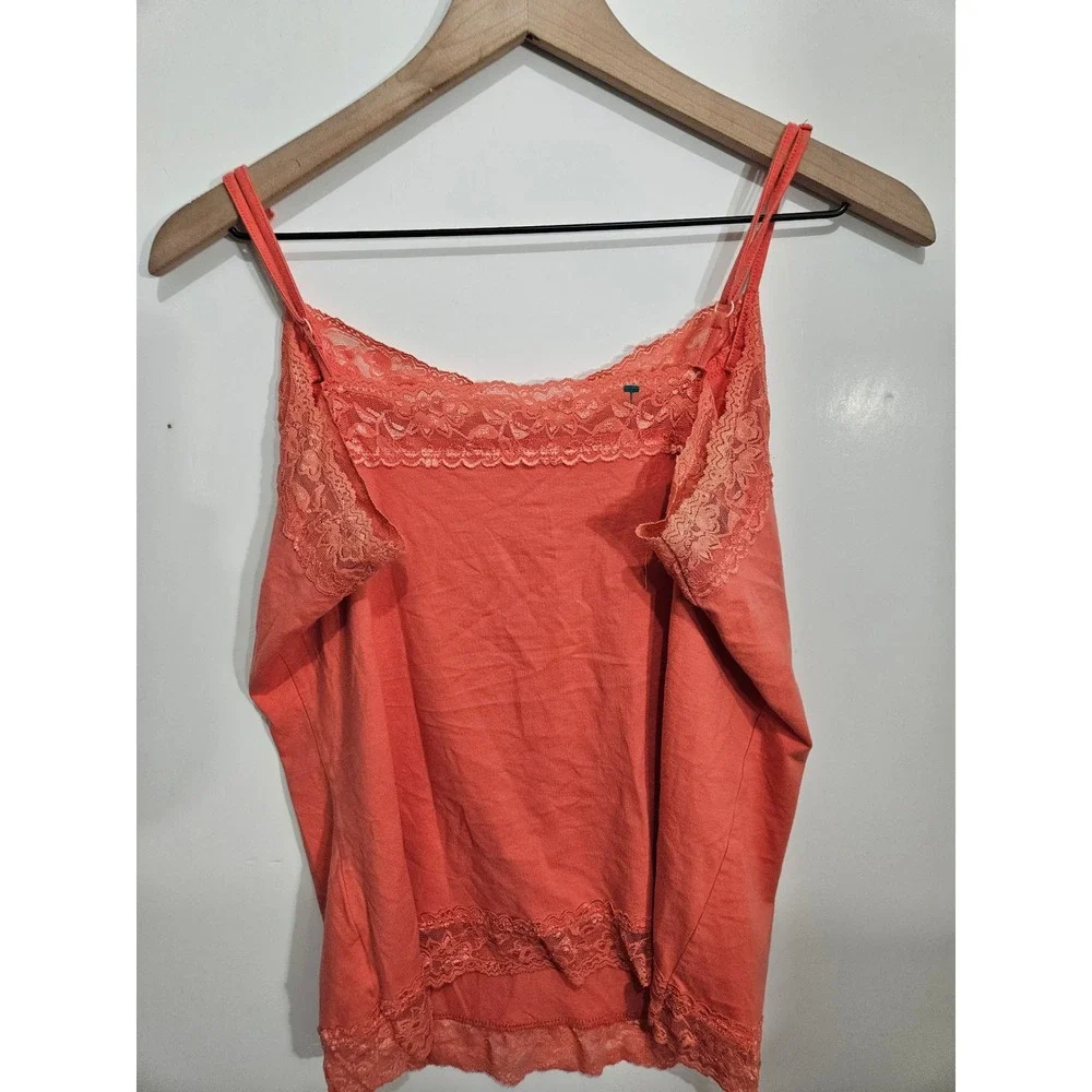 Van Heusen Coral Orange Lace Trim Camisole Top Adjustable‎ Straps Women Large